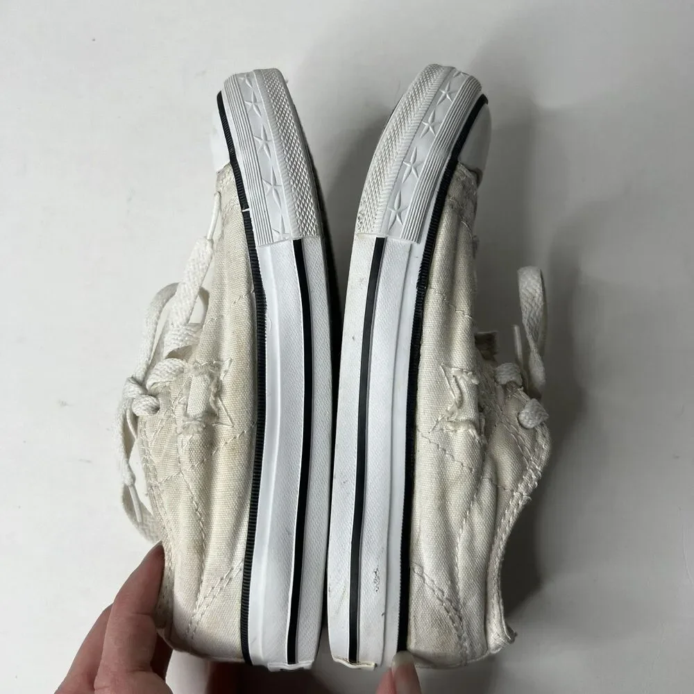 Converse All star Low Top Sneaker Ivory Star Distressed Junior Little Kid 13